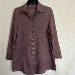 Bella Amore Brown 3/4 Sleeve Button Down Tunic